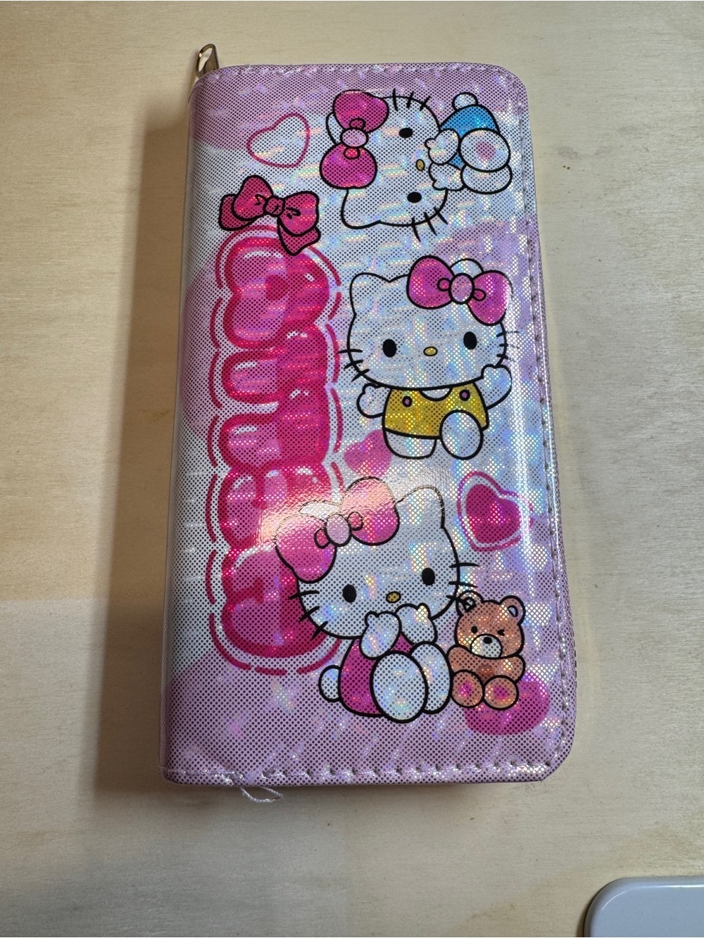 Hello Kitty Pink Holographic  Zip Wallet NWT